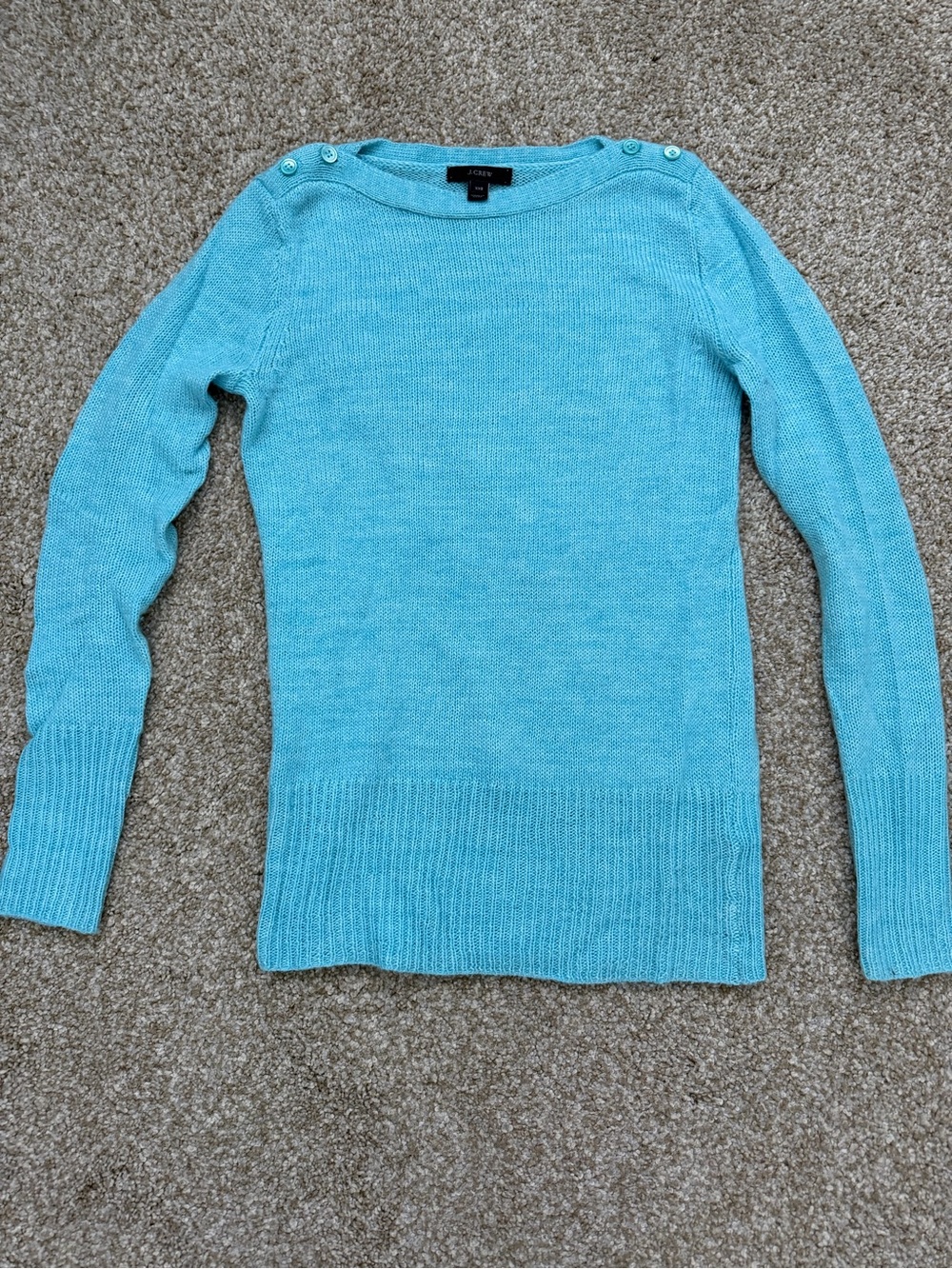 J. Crew Turquoise Button-Shoulder Sweater